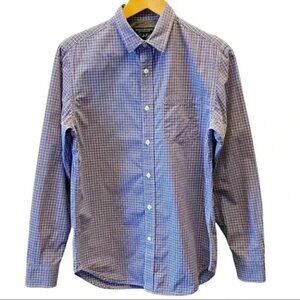 Banana Republic Men's Button Down Shirt Slim Fit Blue White Plaid Mens Small
